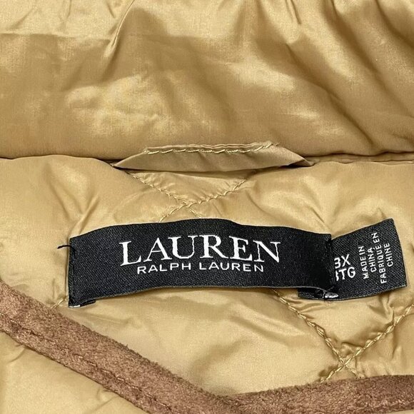 NEW LAUREN RALPH LAUREN Women's Jacket Quilted Fleece Lined Size 3X Beige - Picture 6 of 8